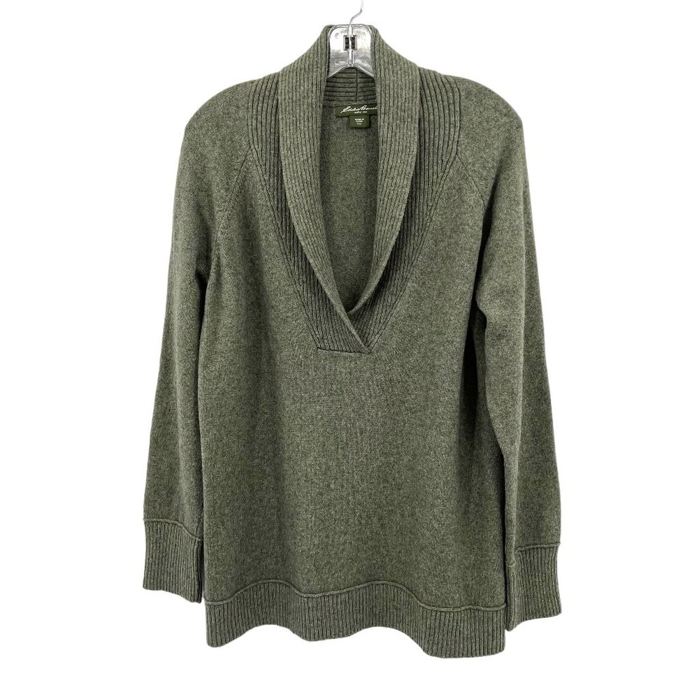 Eddie Bauer Sage Green Heathered Pullover Sweater Shawl Collar Mens XXL 2X